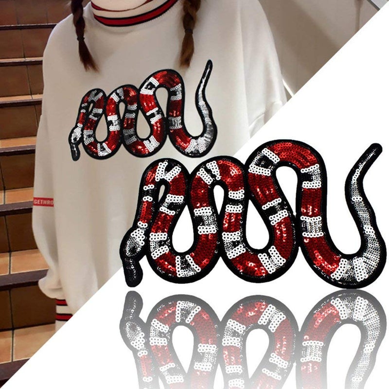 HMQD Sequin Snake Iron on Embroidery Applique Patches for Clothing Jean Jacket Decoration - Image 3